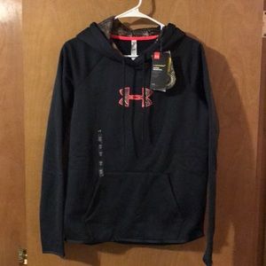 NWT Sm Under Armour hoodie dark grey, camo/pink.